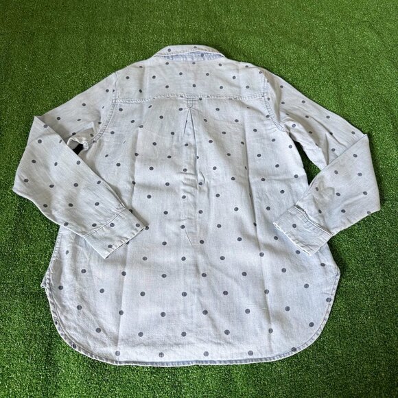 Old Navy Women's Button Up Long Sleeve Blue Polka Dot Denim Casual Shirt Size S - Picture 8 of 11
